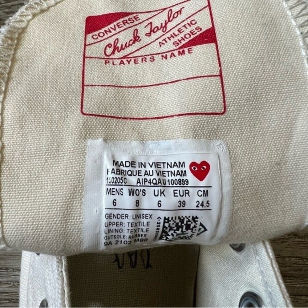 Converse x Comme des Garcons PLAY Chuck 70 High Top Heart Sneakers 6M 8W - Picture 16 of 16